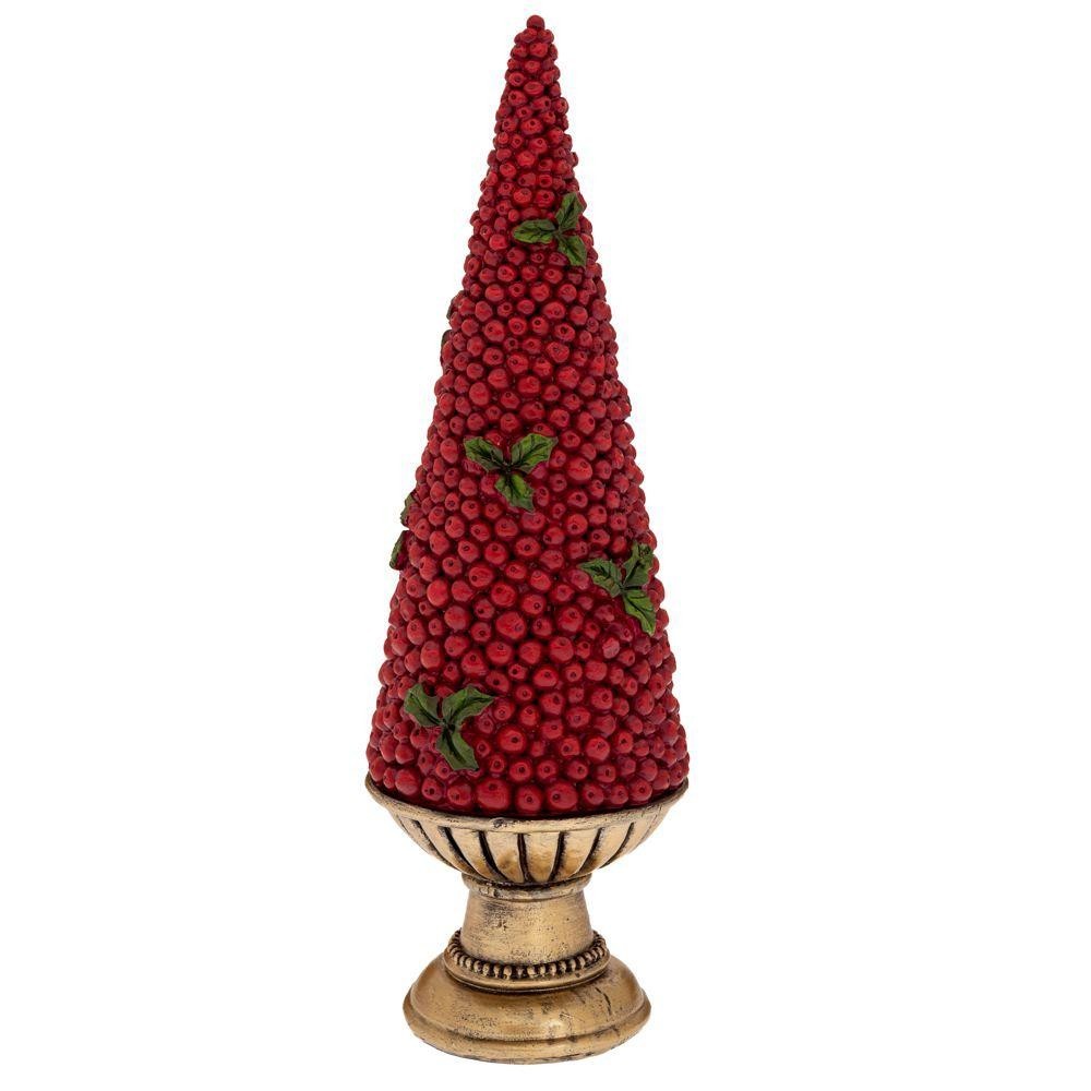 ALBERO IN POLIRESINA ROSSO SU BASE DORATA 11X11X34CM